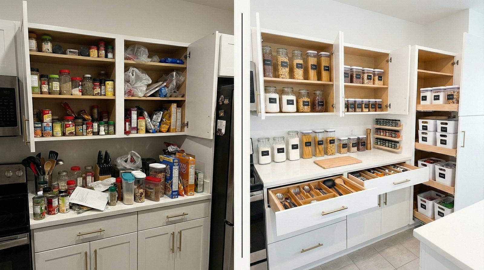 Organized kitchen and pantry system